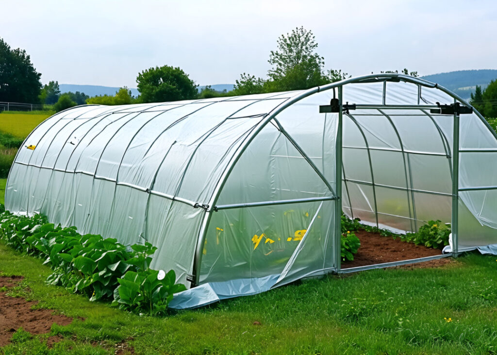 serre tunnel en aluminium et plastique